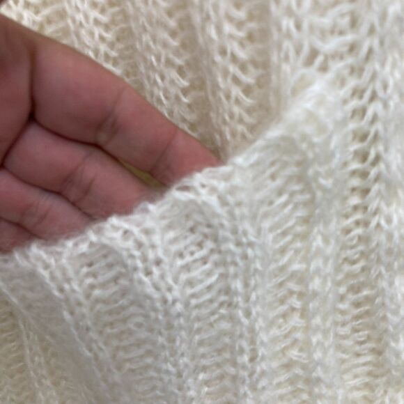 ๐งธ Express Tricot M Vintage Mohair Cardigan Cream Fuzzy 80s 90s Chunky Knit - Picture 8 of 14